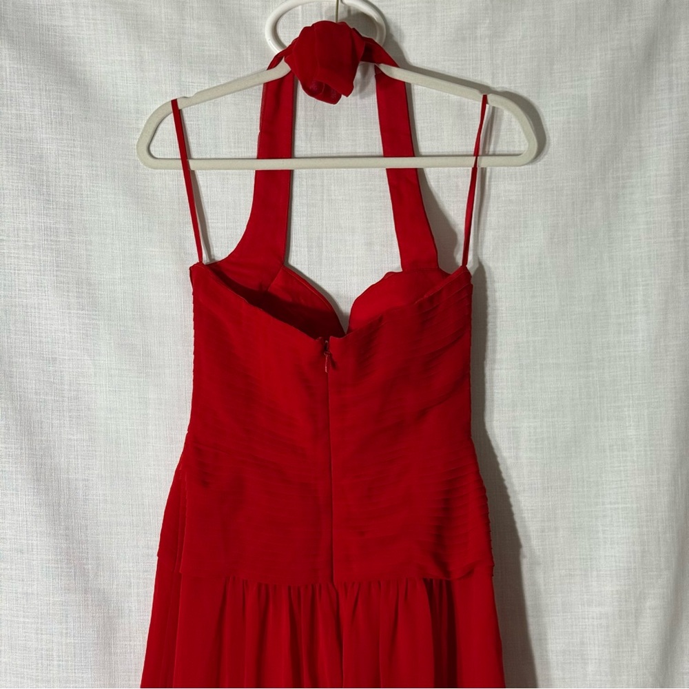 BCBGMAXAZRIA Selene Rouge Red Chiffon‎ Halter Maxi Dress Size 4 - Picture 7 of 9